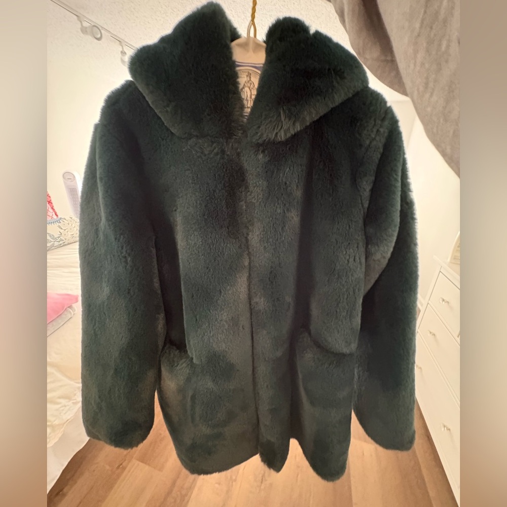 Green Faux Fur Coat